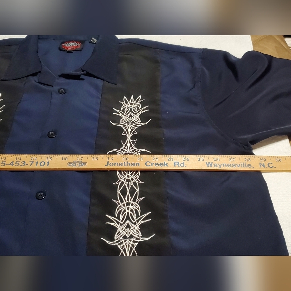 Men's Navy Blue Dragonfly Roadhouse Casual Button Down Shirt. Sz 3XL - Picture 5 of 7